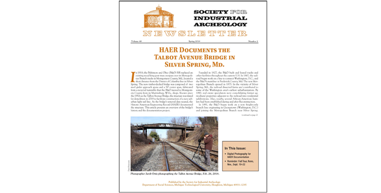 Society for Industrial Archeology Spring 2019 Newsletter Published